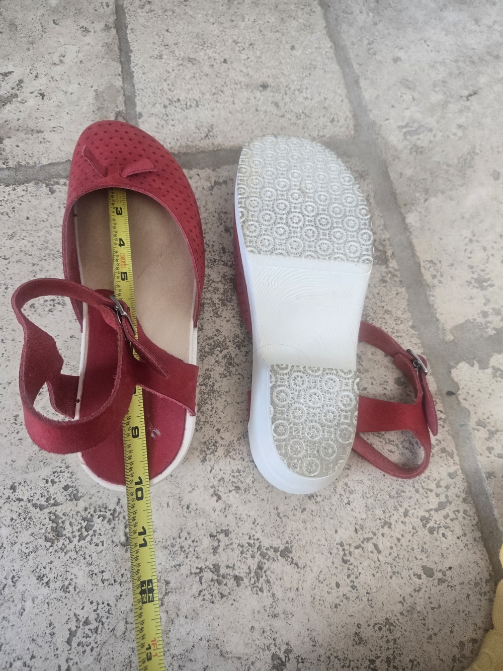 Red Suede Ankle-Strap Platform Sandals - Picture 12 of 16